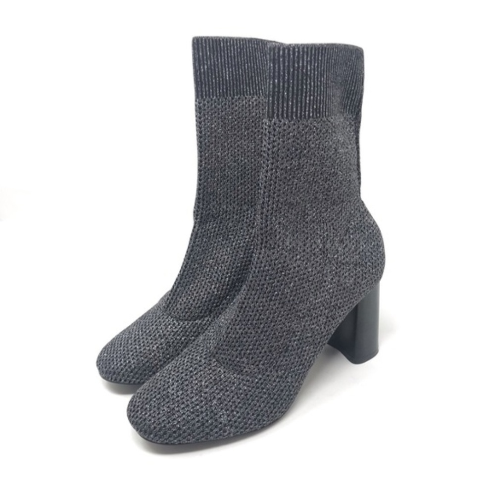ZARA | Silver Metallic Knit Sock Booties